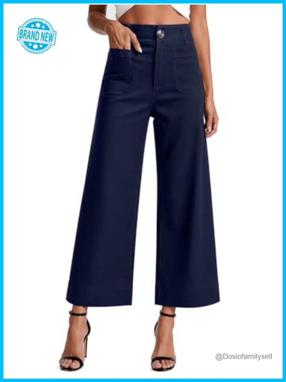 Women's High Waisted Wide Leg Cropped Pants Business Casual Work Trousers